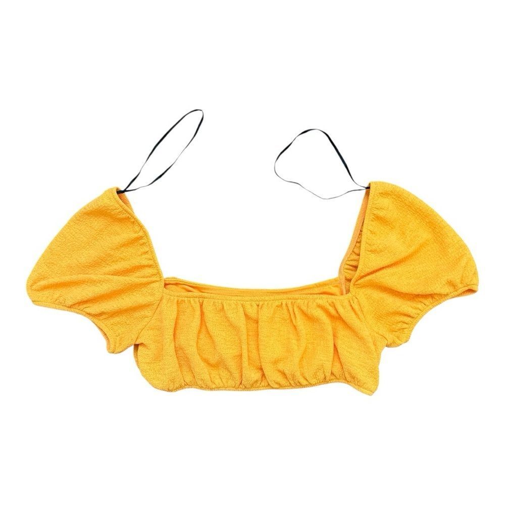 H&M Divided Orange Off Shoulder Crop Top Tie Strap Stretch Small